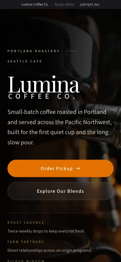 Lumina Coffee Co. mobile screenshot